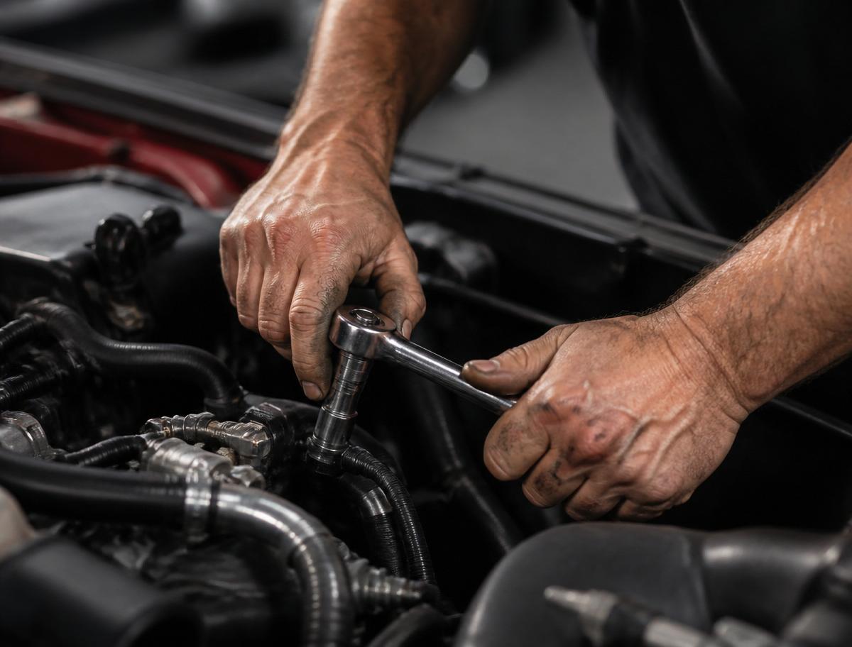 Certified mechanic working